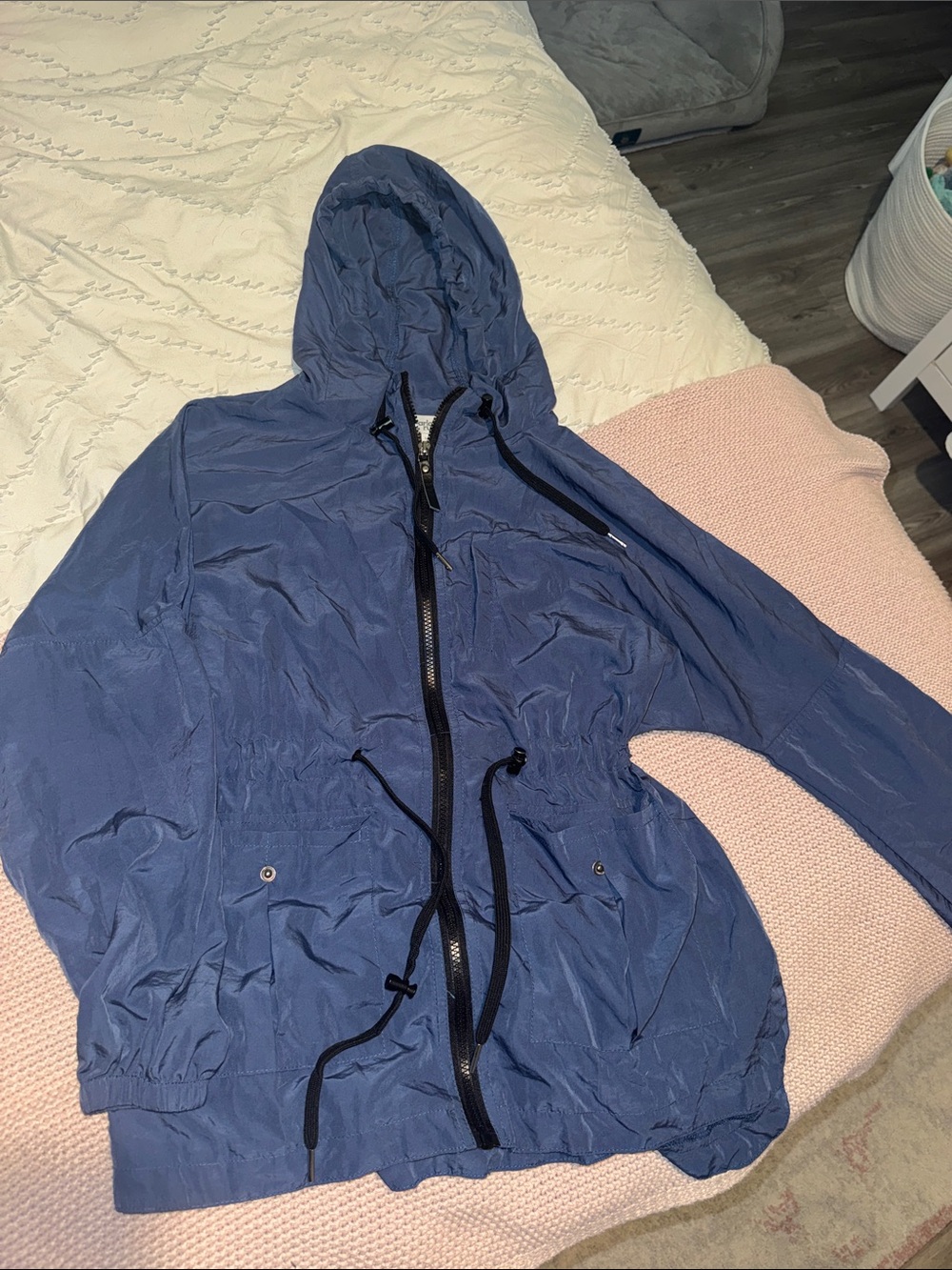 Navy Hooded Windbreaker Jacket